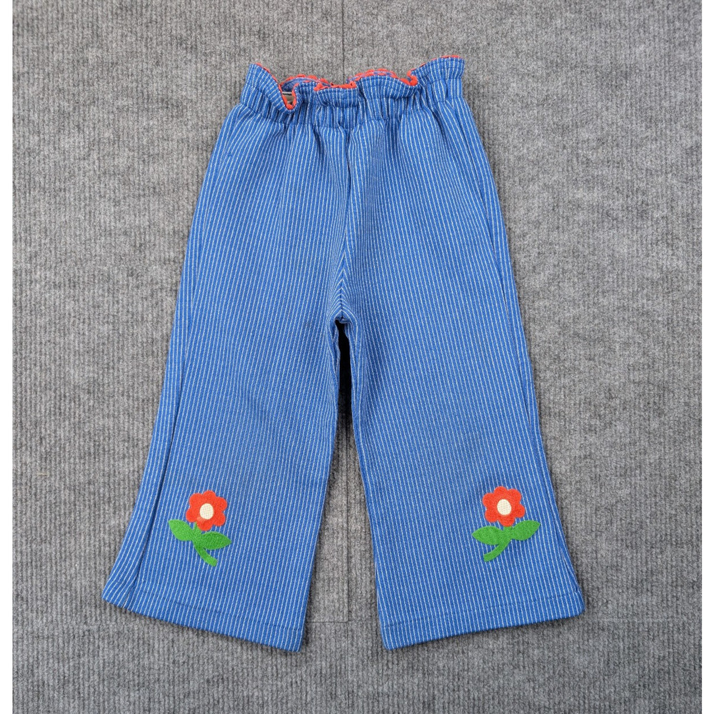 Vintage Carters Pants Toddler Girl 2T Bell Bottom Flare 70s Pull On Flower Retro